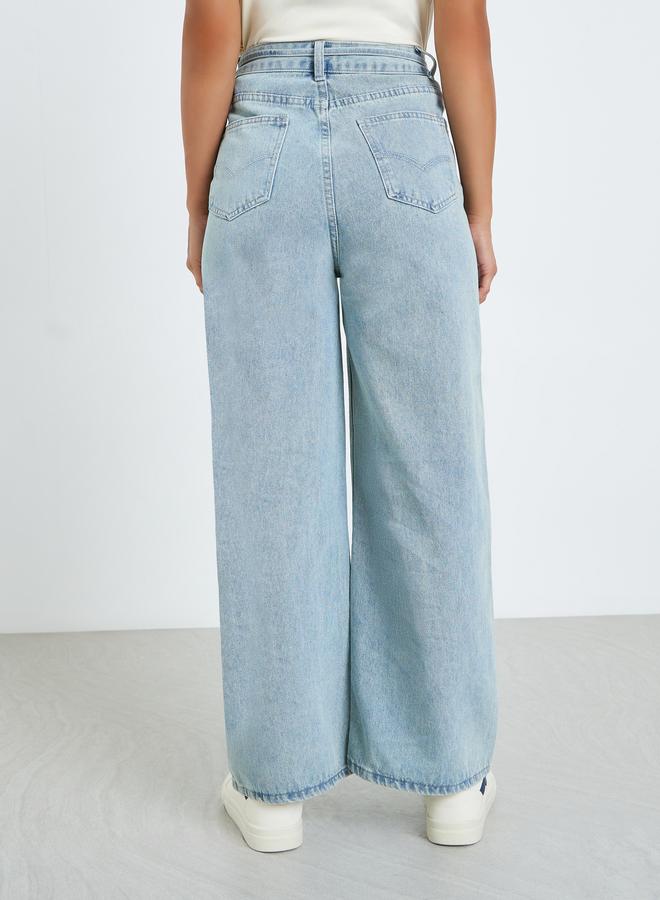 Styli Women Light Blue High Rise Wide Leg Jeans - Image 3